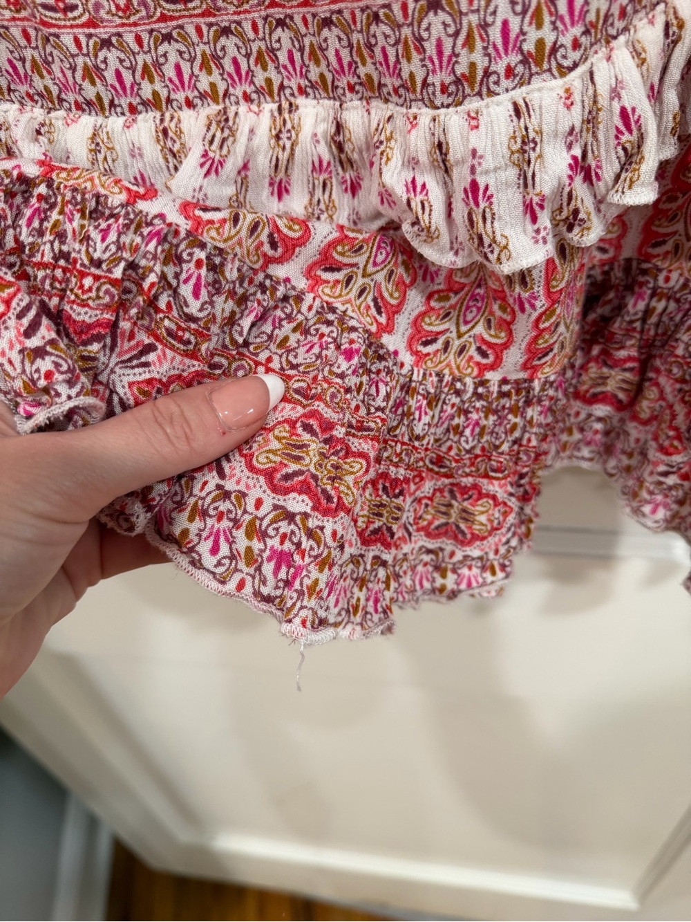 Women's Maxi Skirt in Pink and Cream Boho Print - Picture 7 of 9